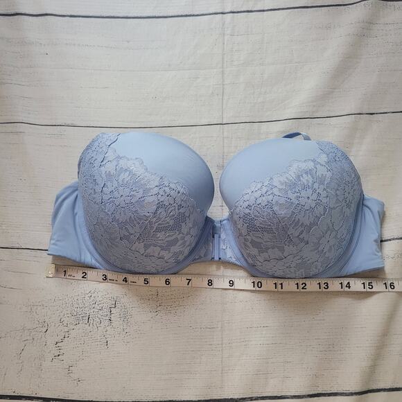 Torrid Size 40D Blue Lace Overlay Bra Plus Size Full Coverage Everyday - Picture 3 of 5